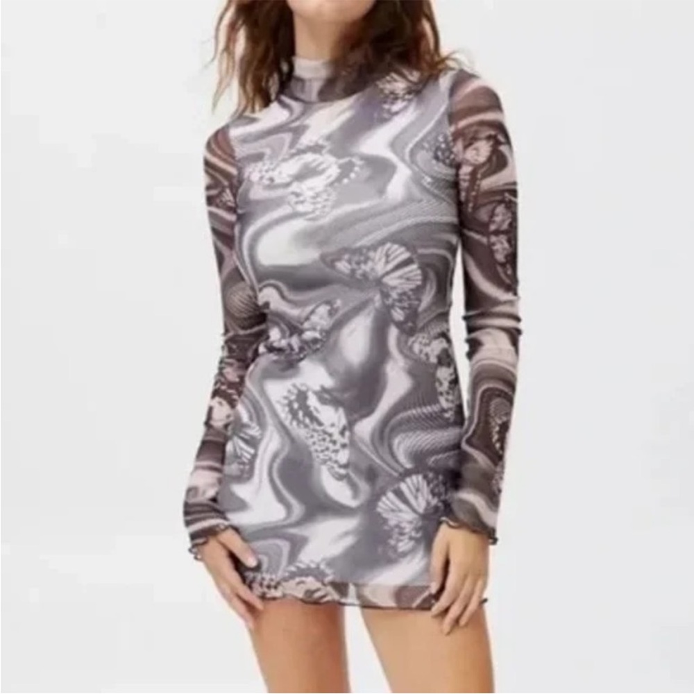 UO Mesh Butterfly second skin mini dress